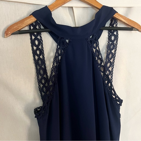 Lulus Any Sway, Shape, or Form Navy Blue Lace Halter Dress Medium - Picture 7 of 12